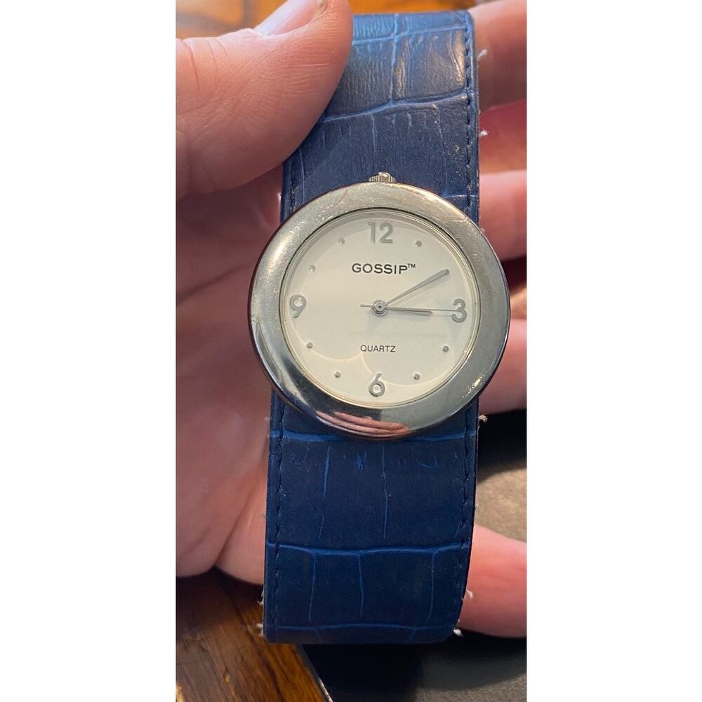 Women's Snap Band Silver Tone Gossip 38mm  Watch, Blue Band